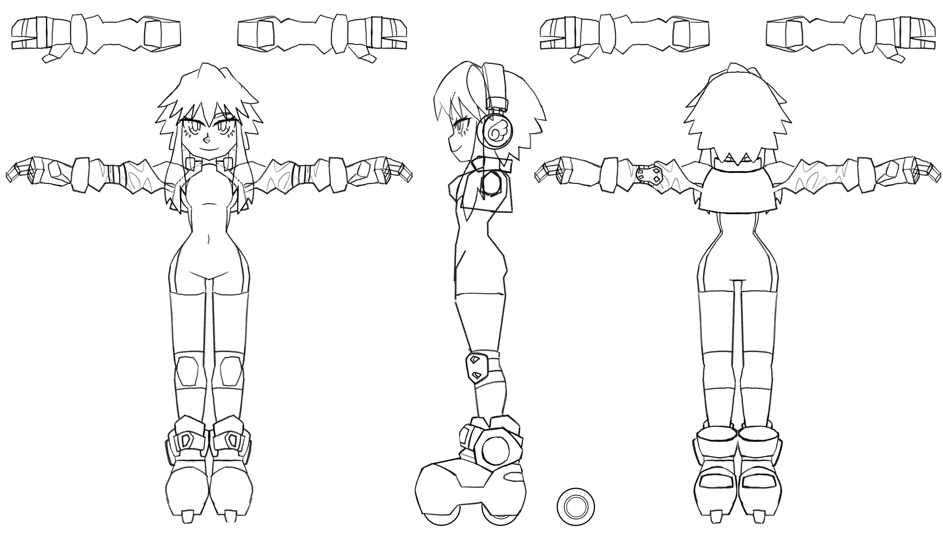 Jules low poly character sheet